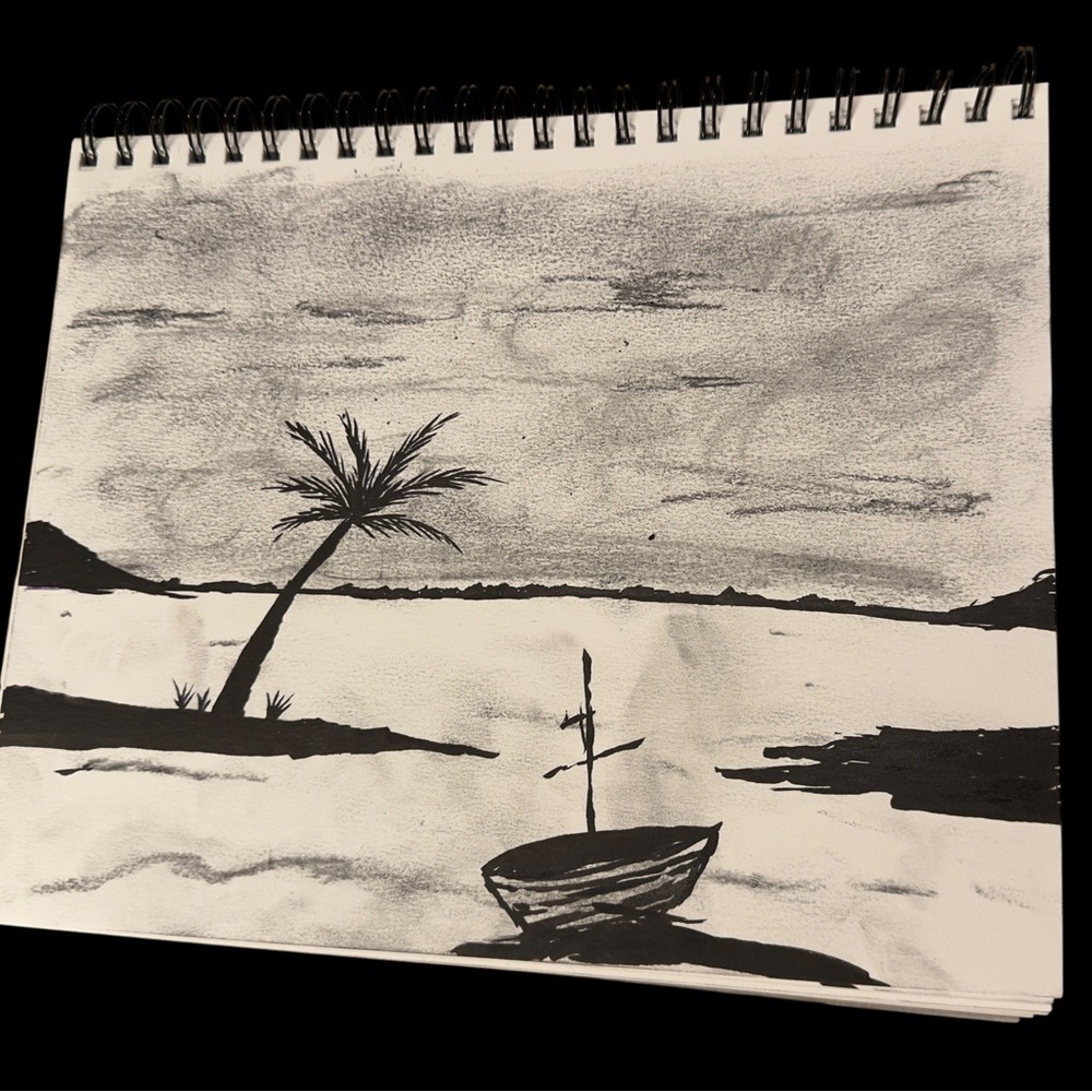 Monochrome Landscape willow charcoal original art